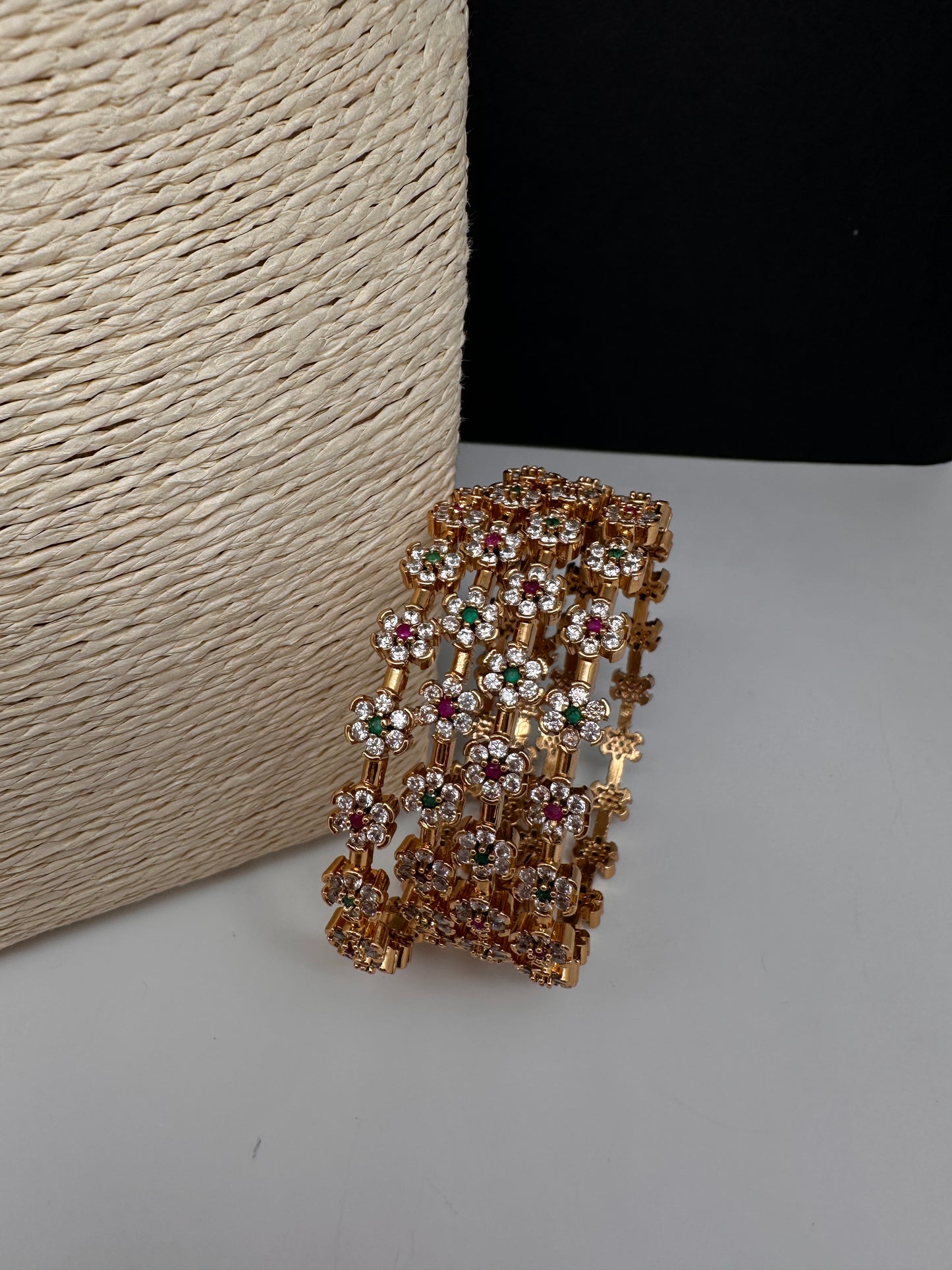 Matte Floral Set of 4 Bangles - 2.8
