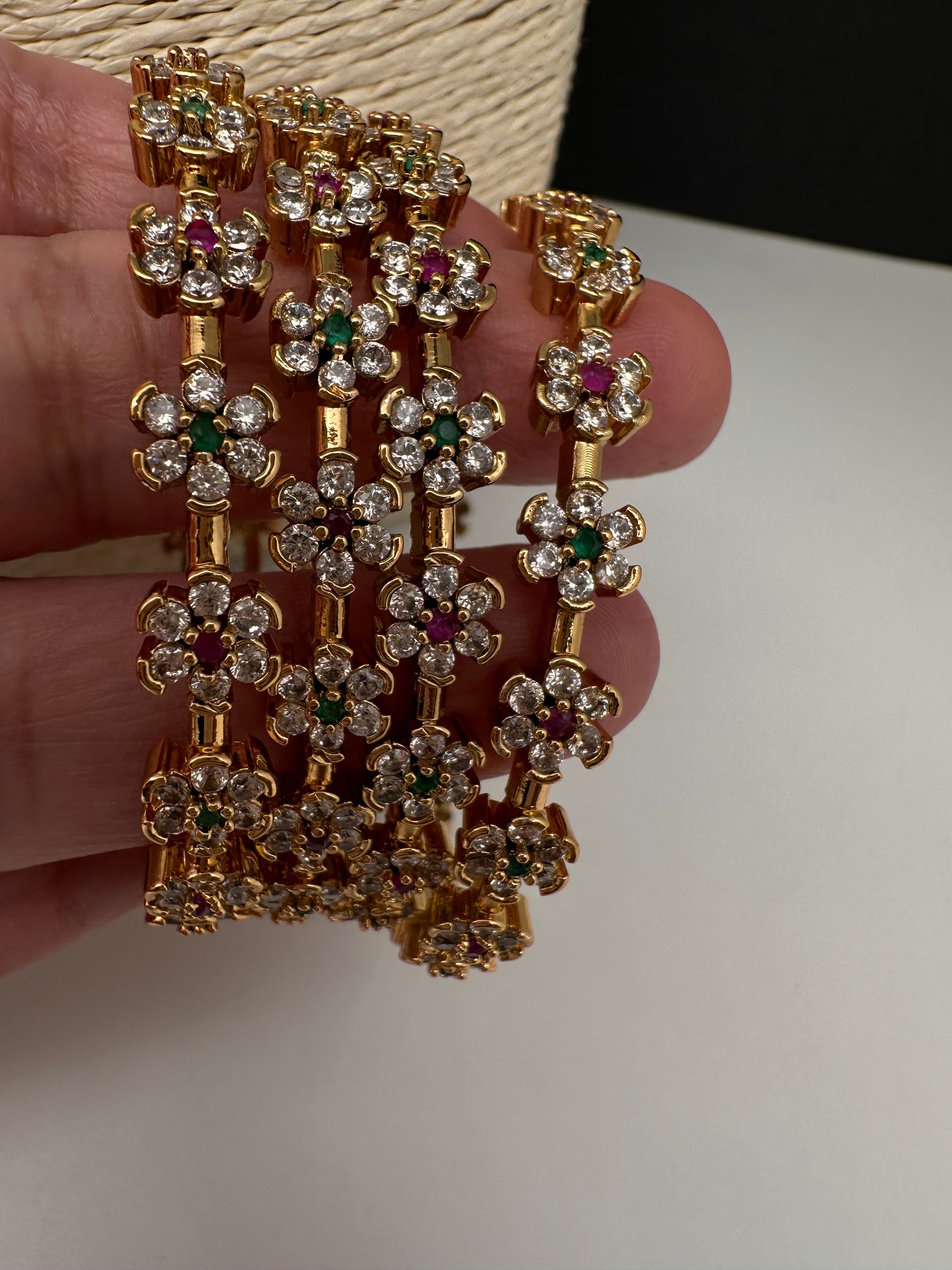 Matte Floral Set of 4 Bangles - 2.8