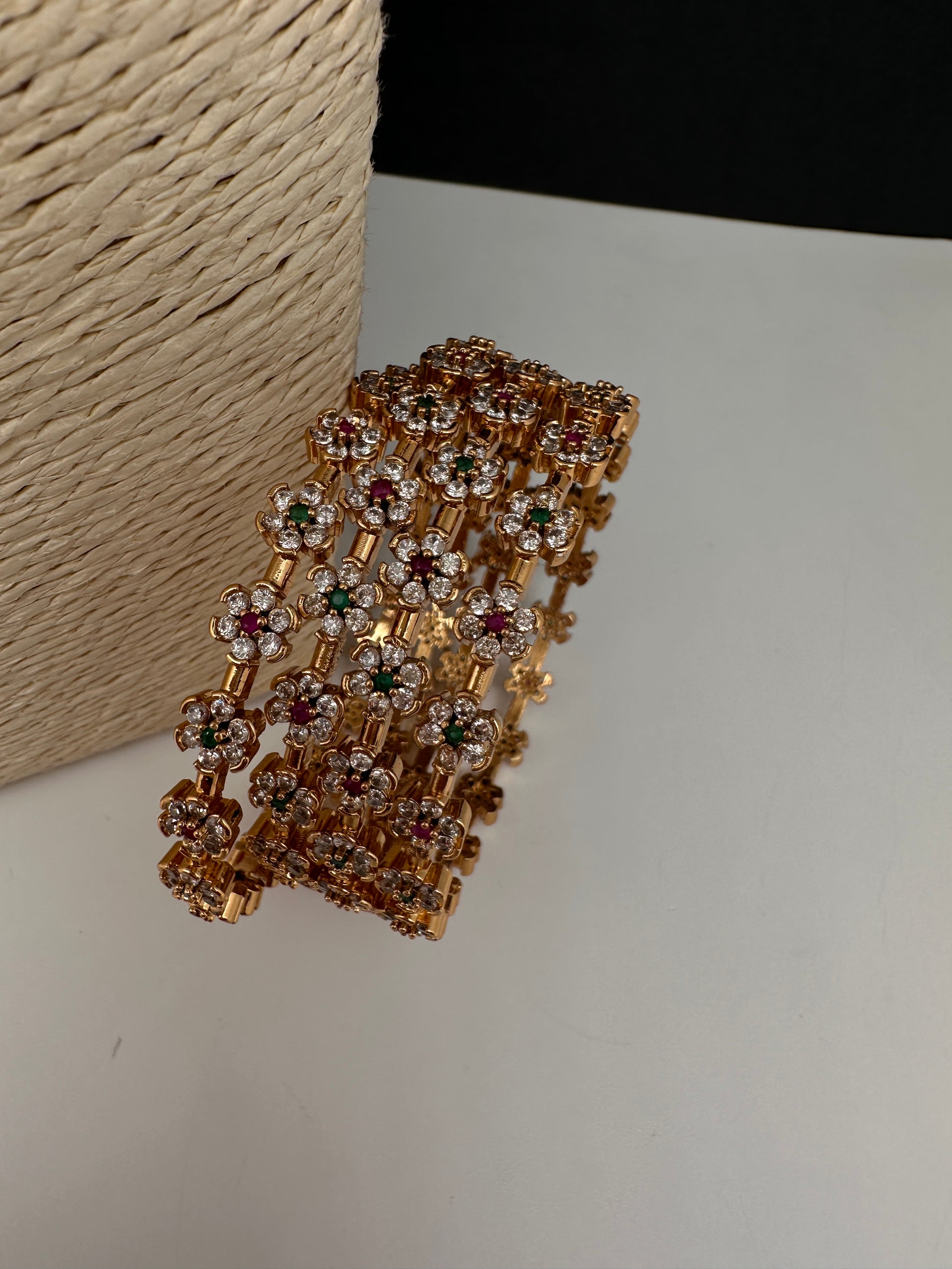 Matte Floral Set of 4 Bangles - 2.8