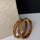 Matte Antique Floral Kempu Bangles - 2.8