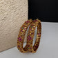 Matte Antique Floral Kempu Bangles - 2.8