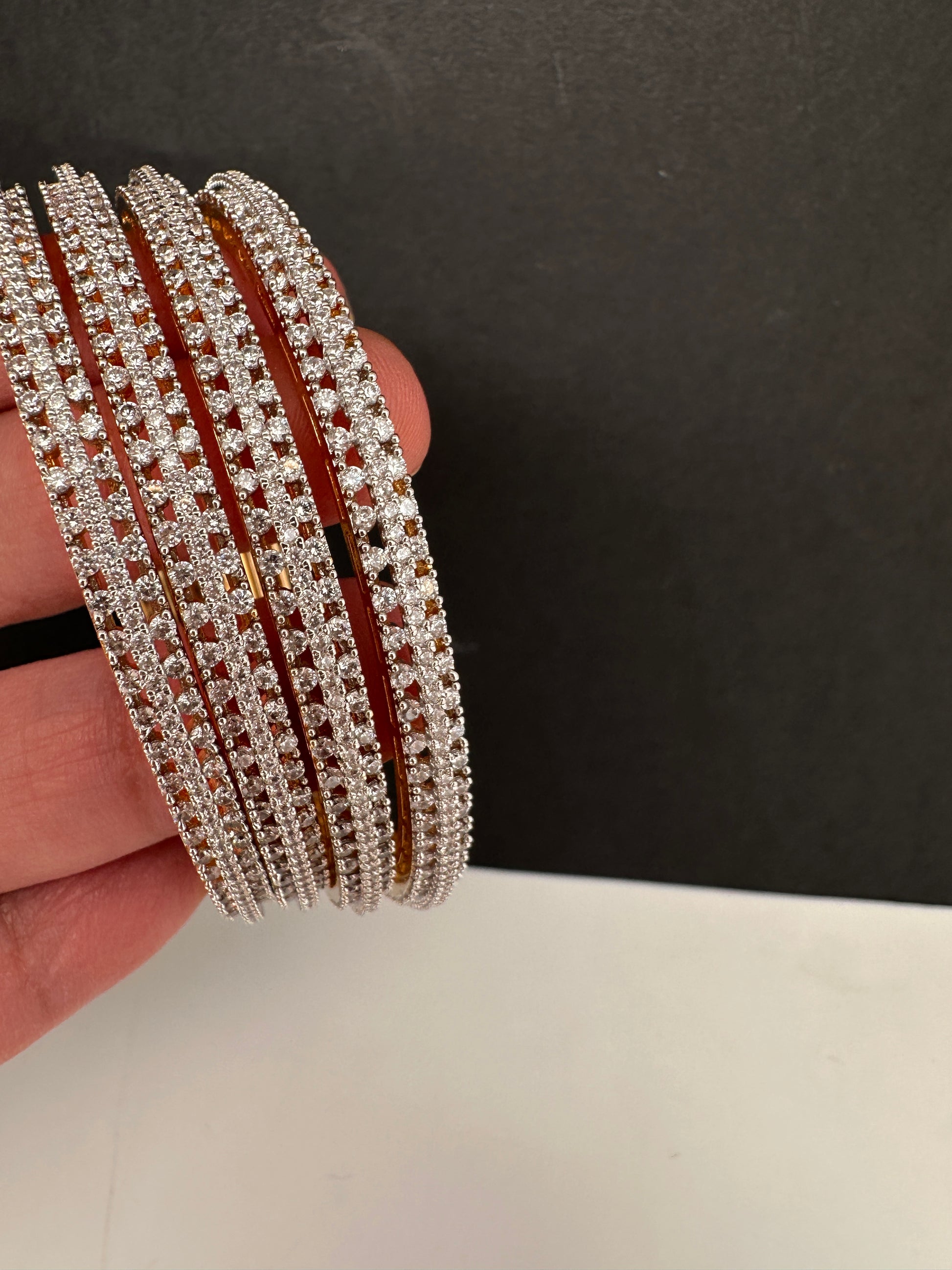 AD Diamond Finish Set of 4 Bangles - 2.8