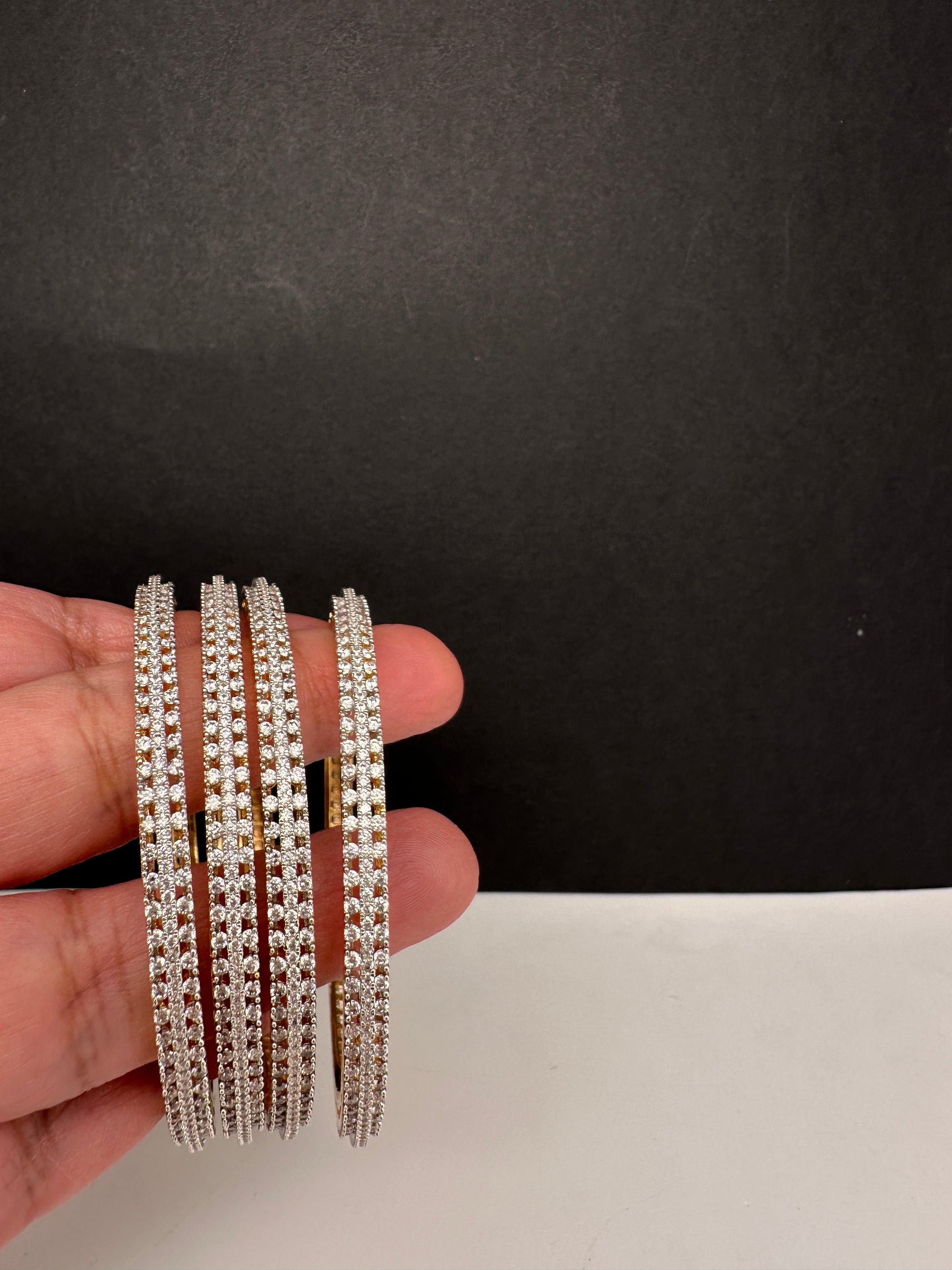 AD Diamond Finish Set of 4 Bangles - 2.8