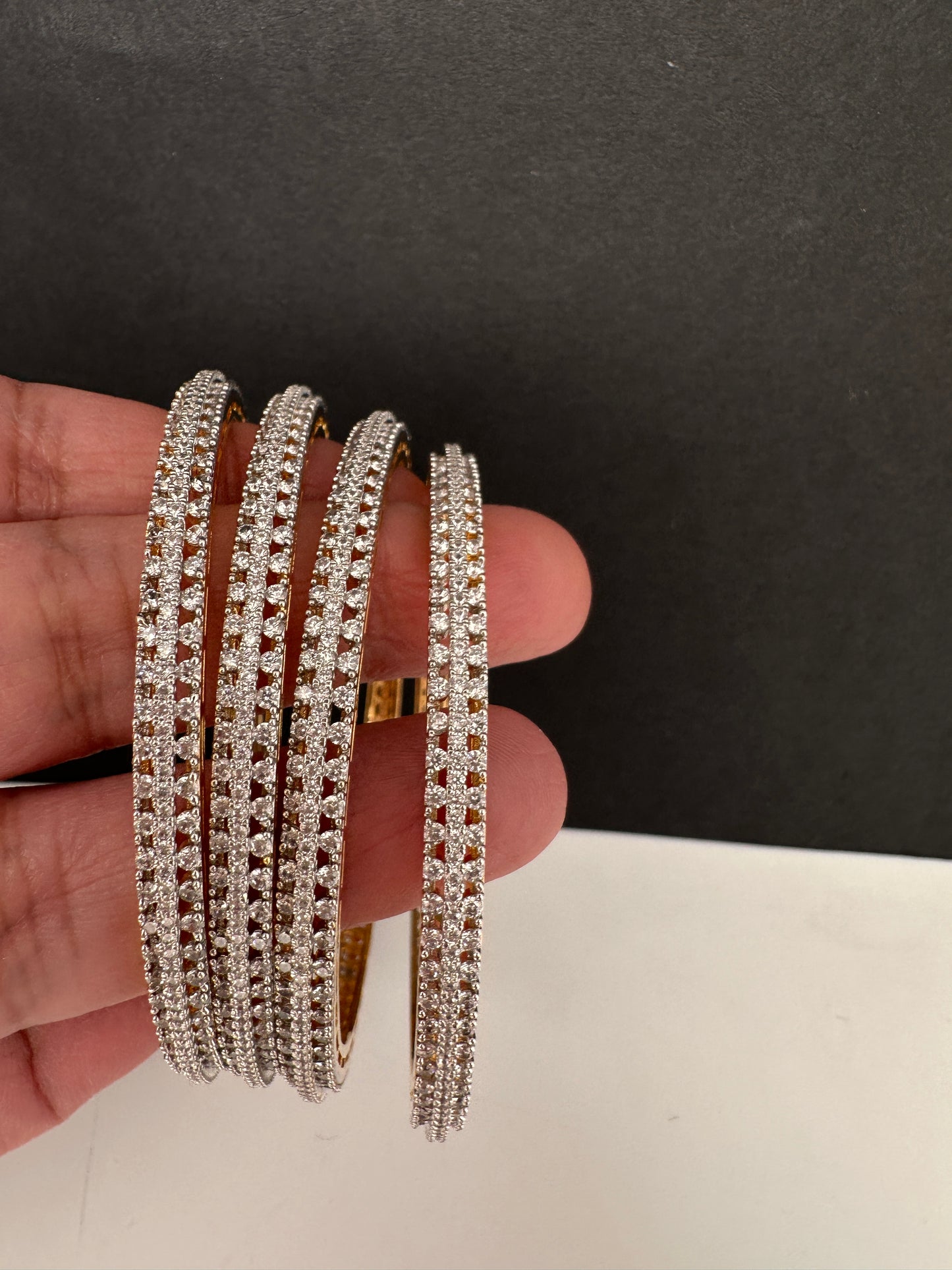 AD Diamond Finish Set of 4 Bangles - 2.8