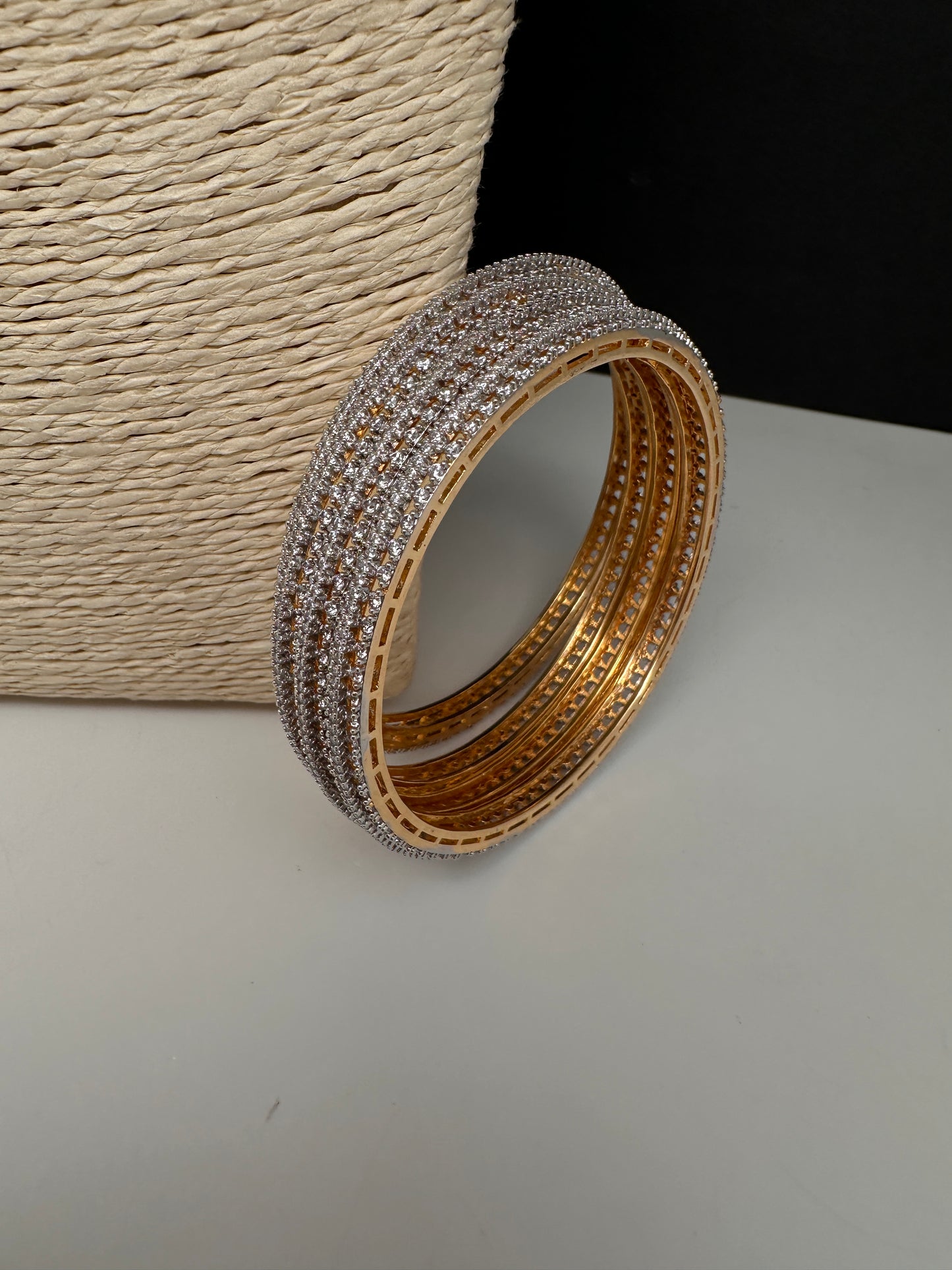 AD Diamond Finish Set of 4 Bangles - 2.8