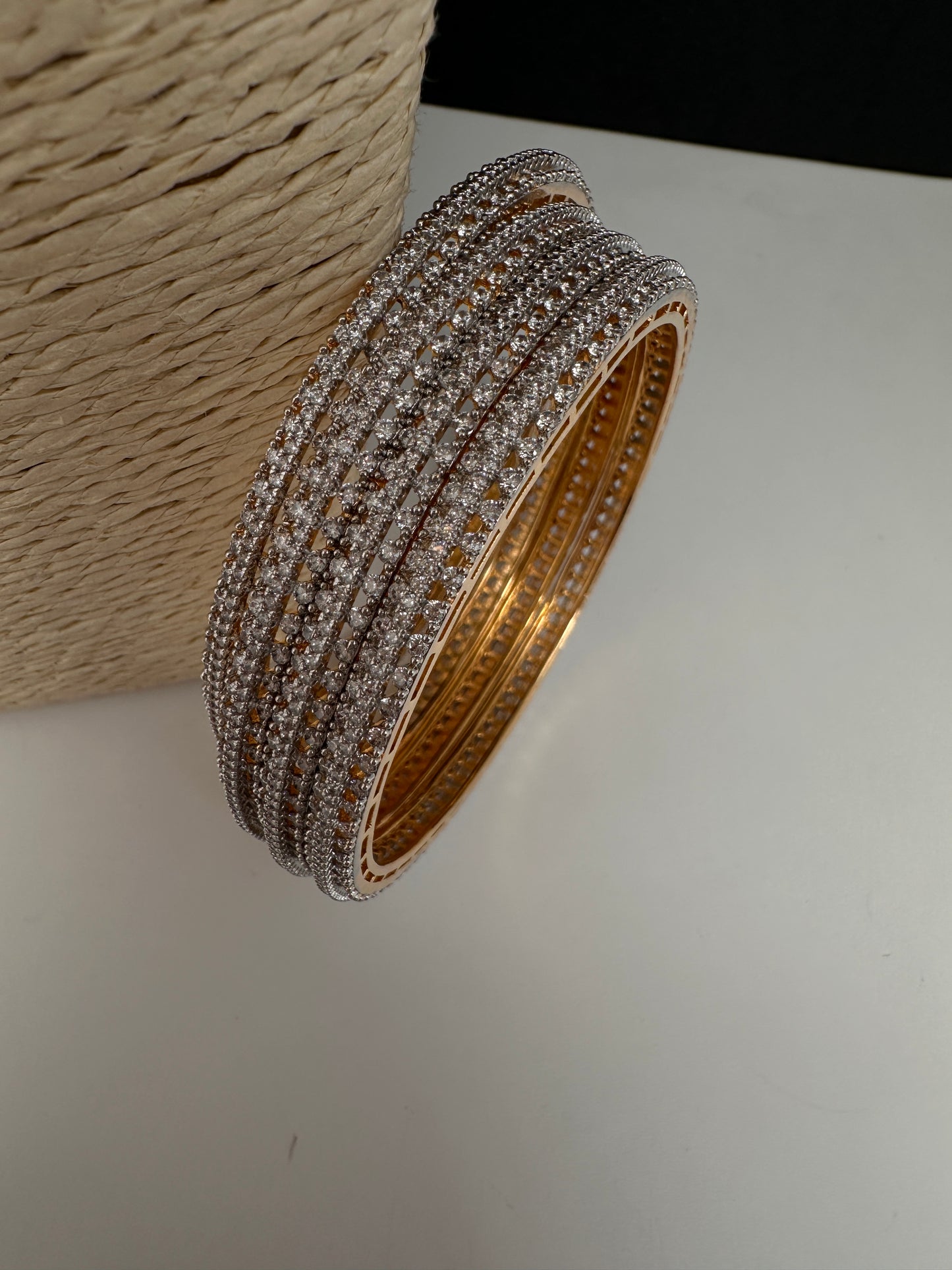 AD Diamond Finish Set of 4 Bangles - 2.8