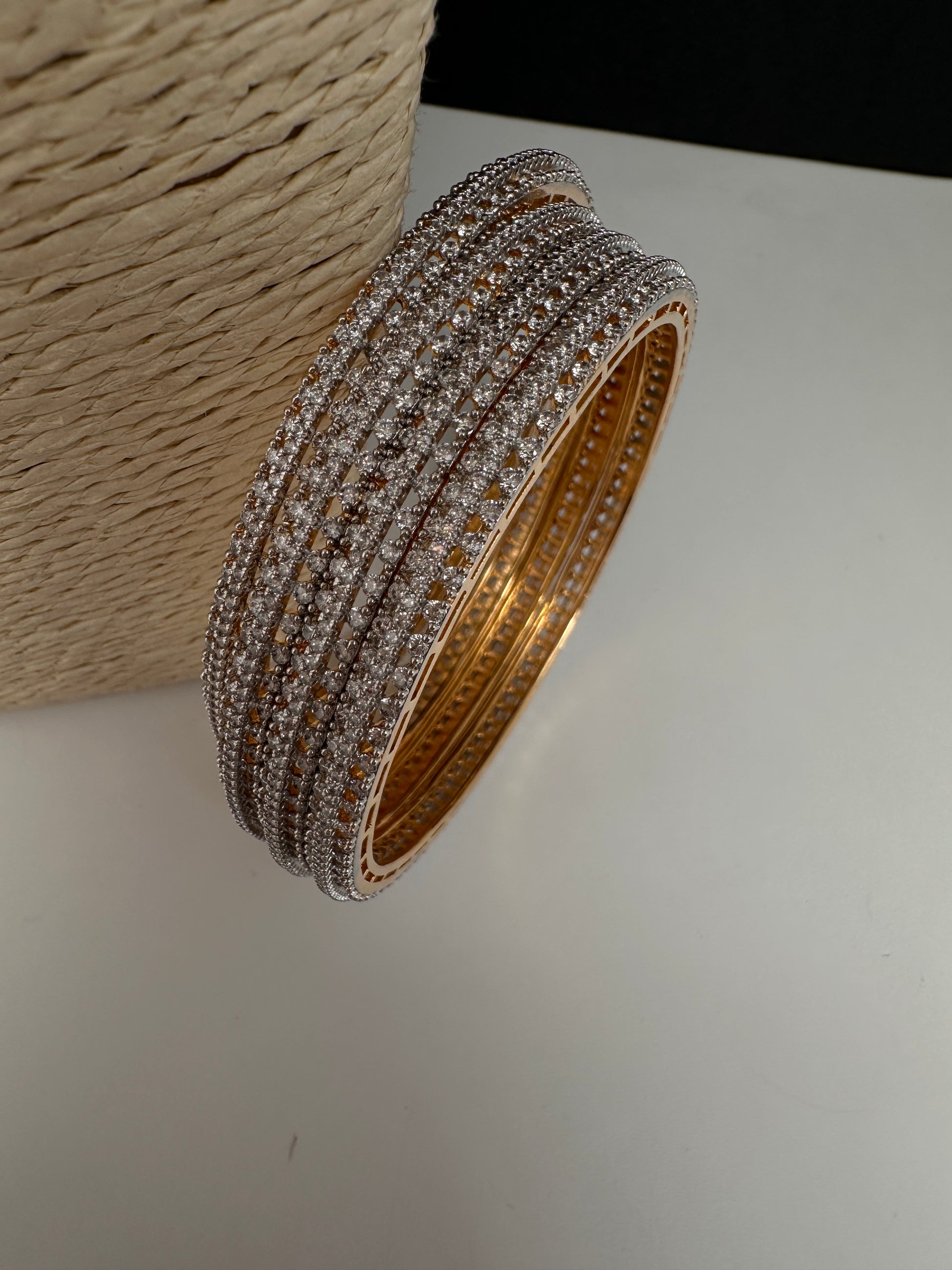 AD Diamond Finish Set of 4 Bangles - 2.8