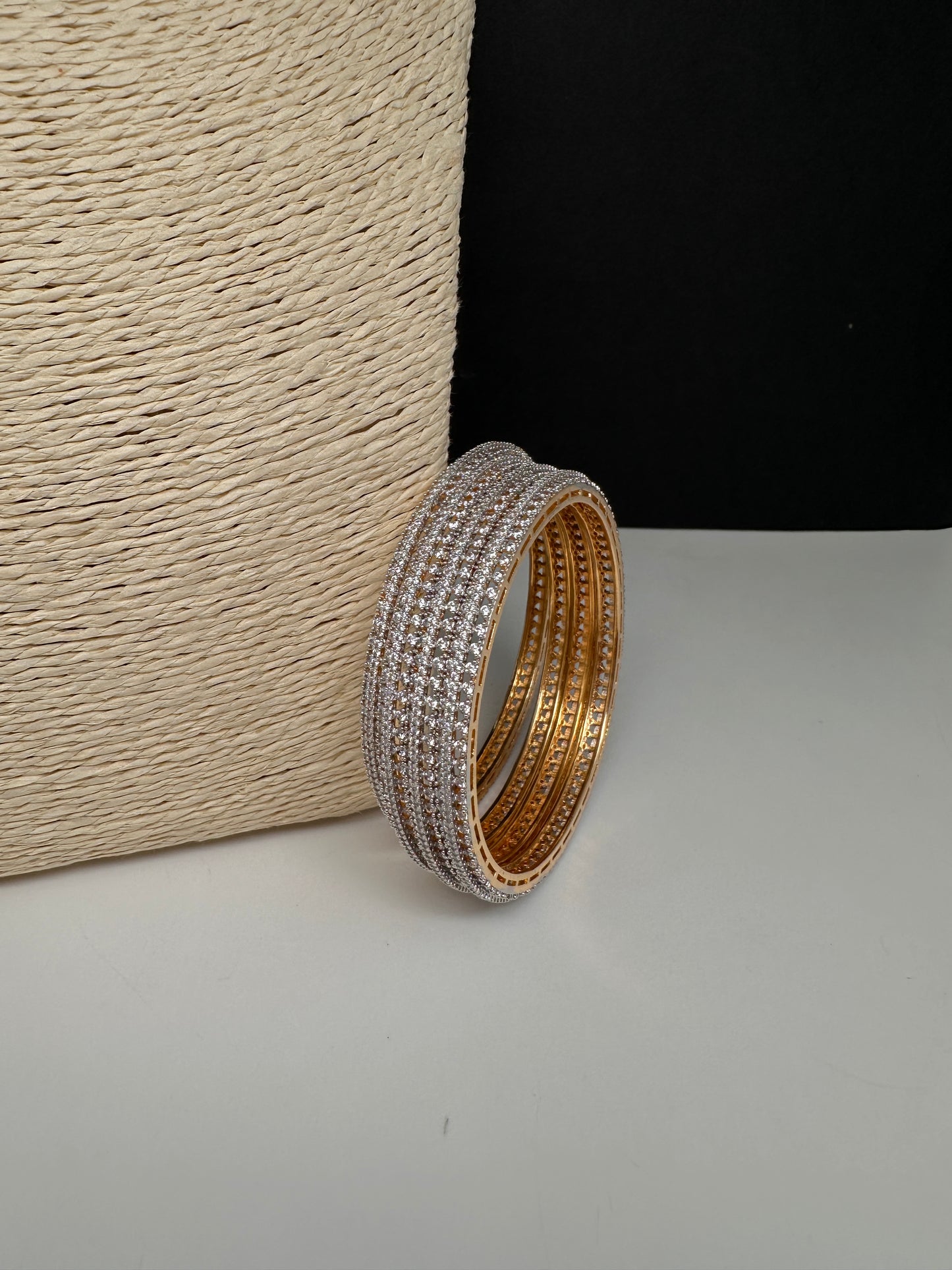 AD Diamond Finish Set of 4 Bangles - 2.8