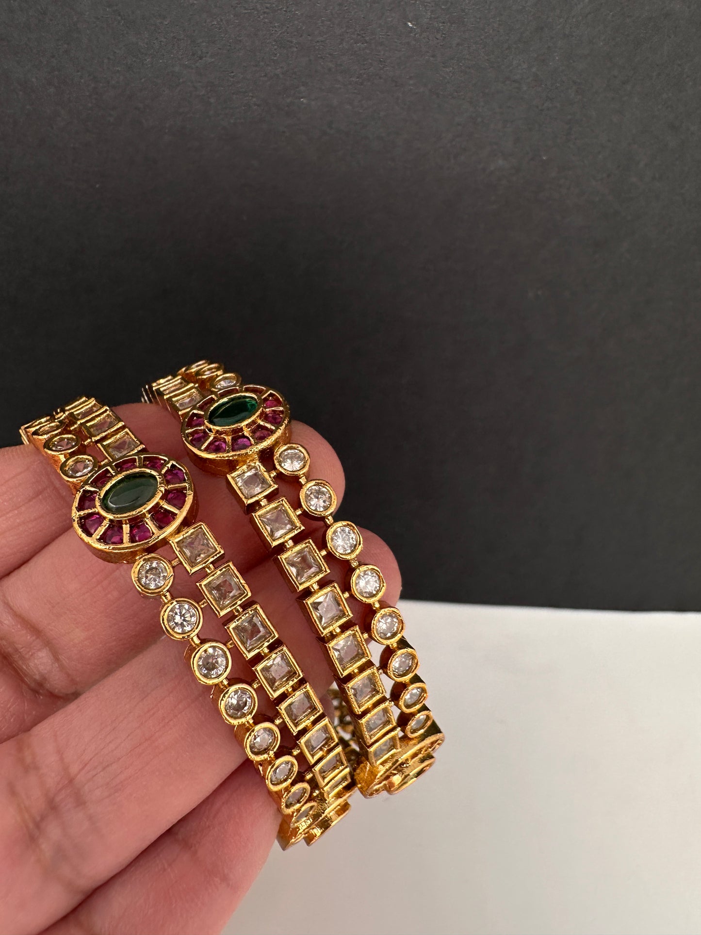 CZ Potta Stones Bangles - 2.8