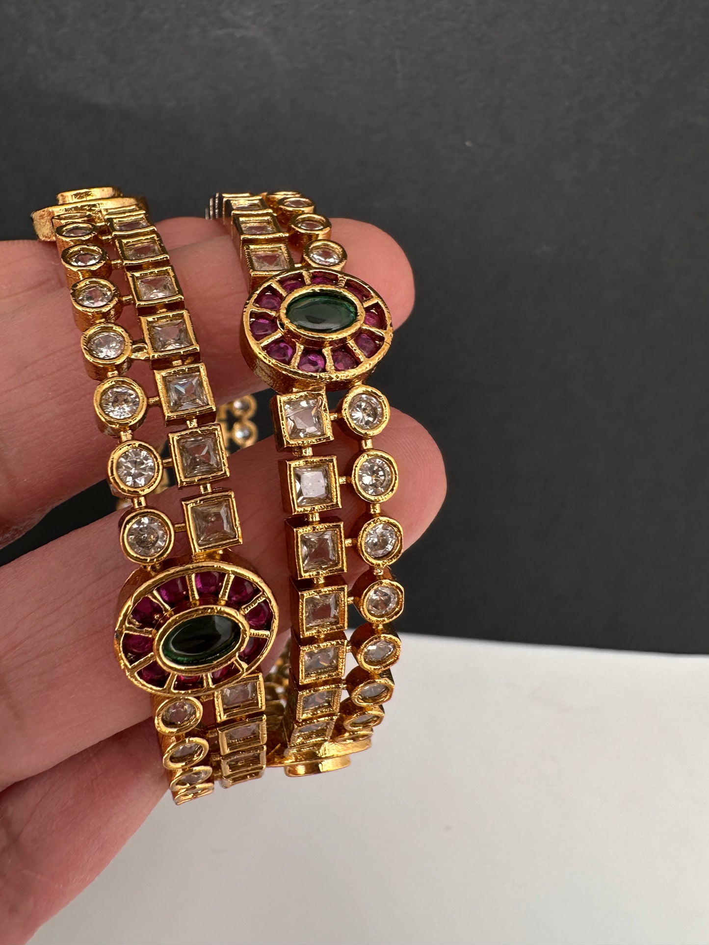 CZ Potta Stones Bangles - 2.8