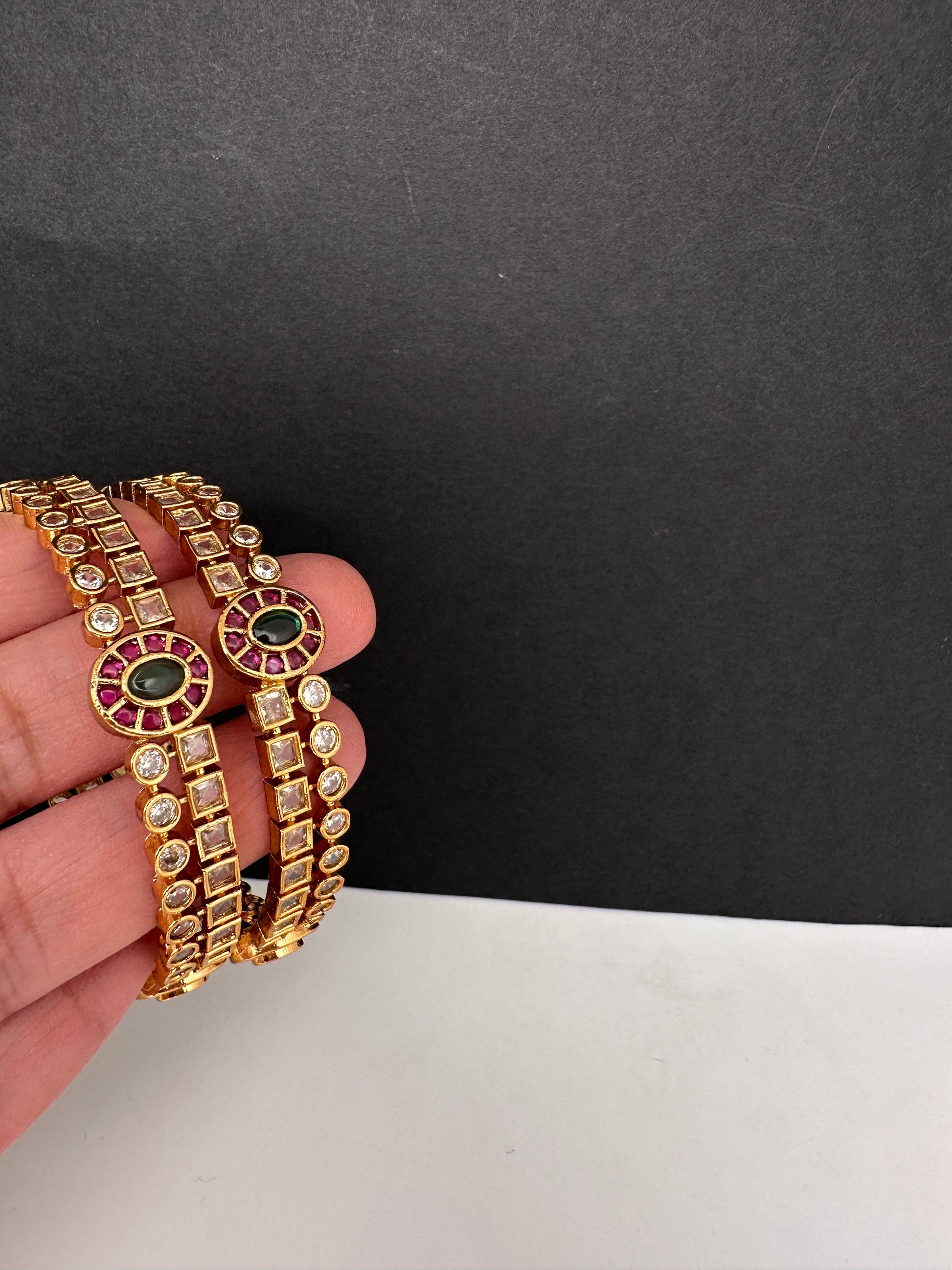 CZ Potta Stones Bangles - 2.8