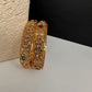 Matte Goddess Lakshmi Multi Color Stones Antique Bangles - 2.8
