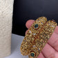 Matte Goddess Lakshmi Multi Color Stones Antique Bangles - 2.8