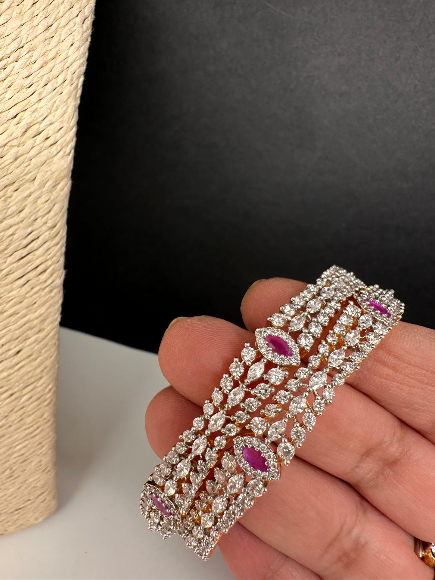Marquise AD Green Sleek Bangles - 2.8