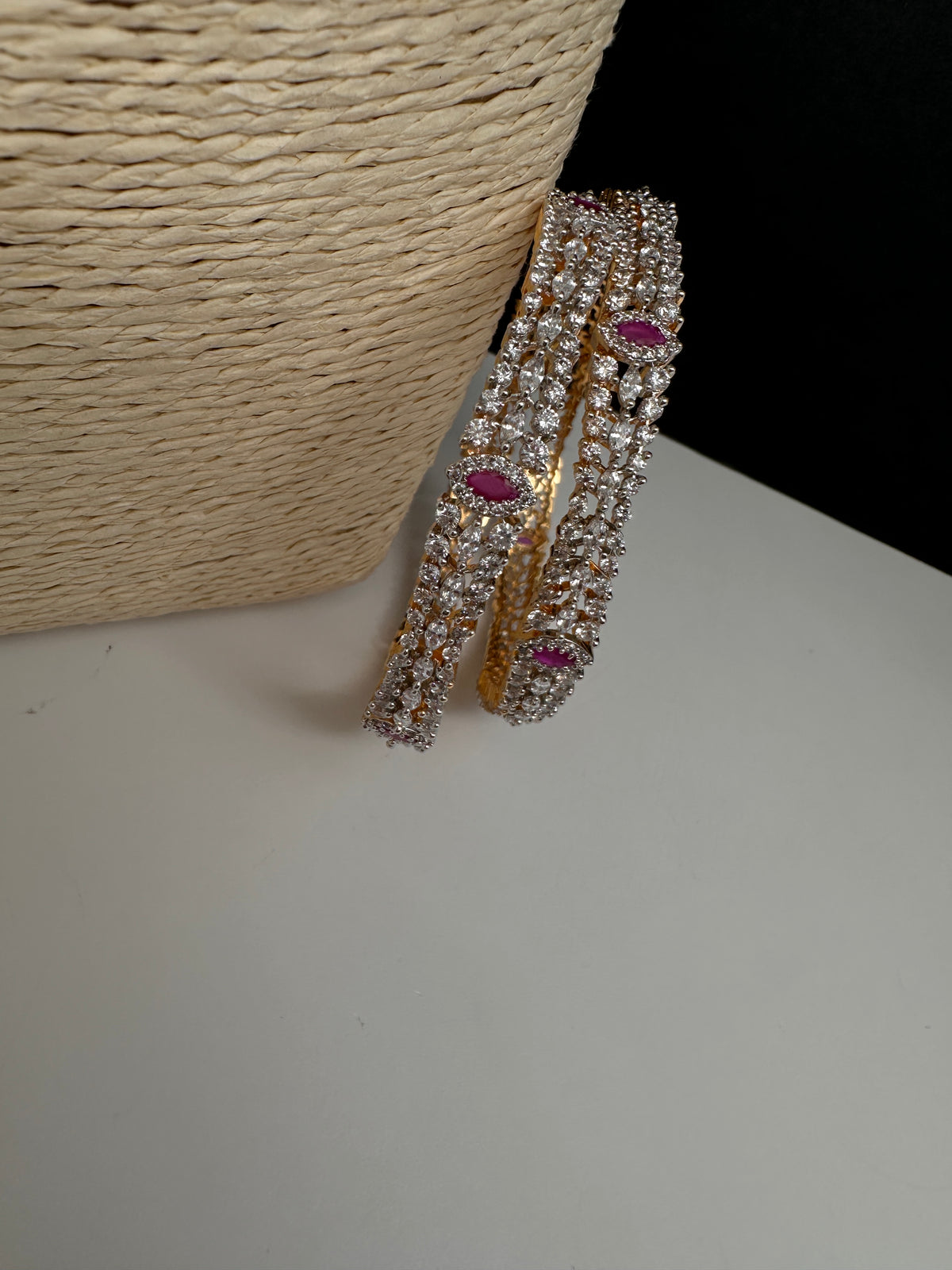 Marquise AD Green Sleek Bangles - 2.8