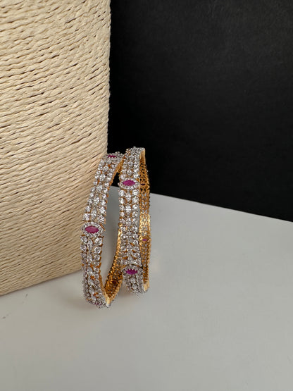 Marquise AD Green Sleek Bangles - 2.8