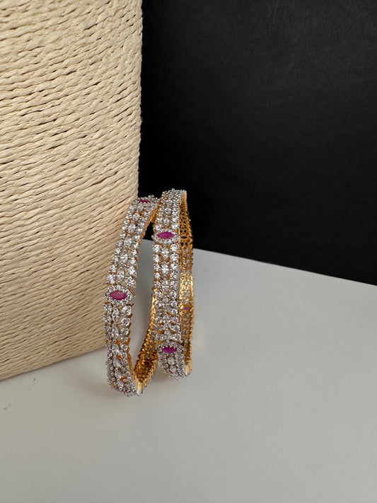 Marquise AD Green Sleek Bangles - 2.8