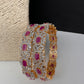 AD Diamond Finish Ruby Openable Bangles - 2.8