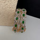 Emerald green AD openable bangles pair for festive Indian wear