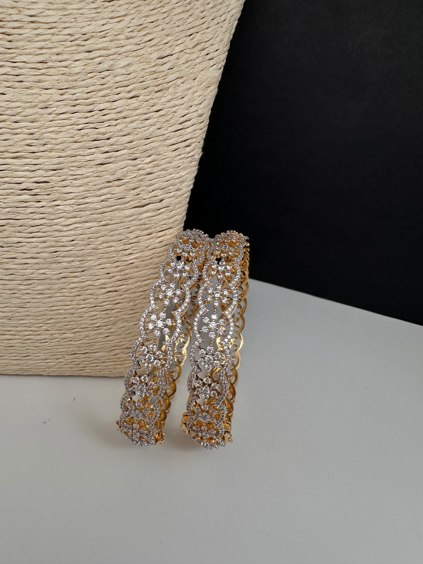 Openable floral AD kada bangles pair for Indian festivals