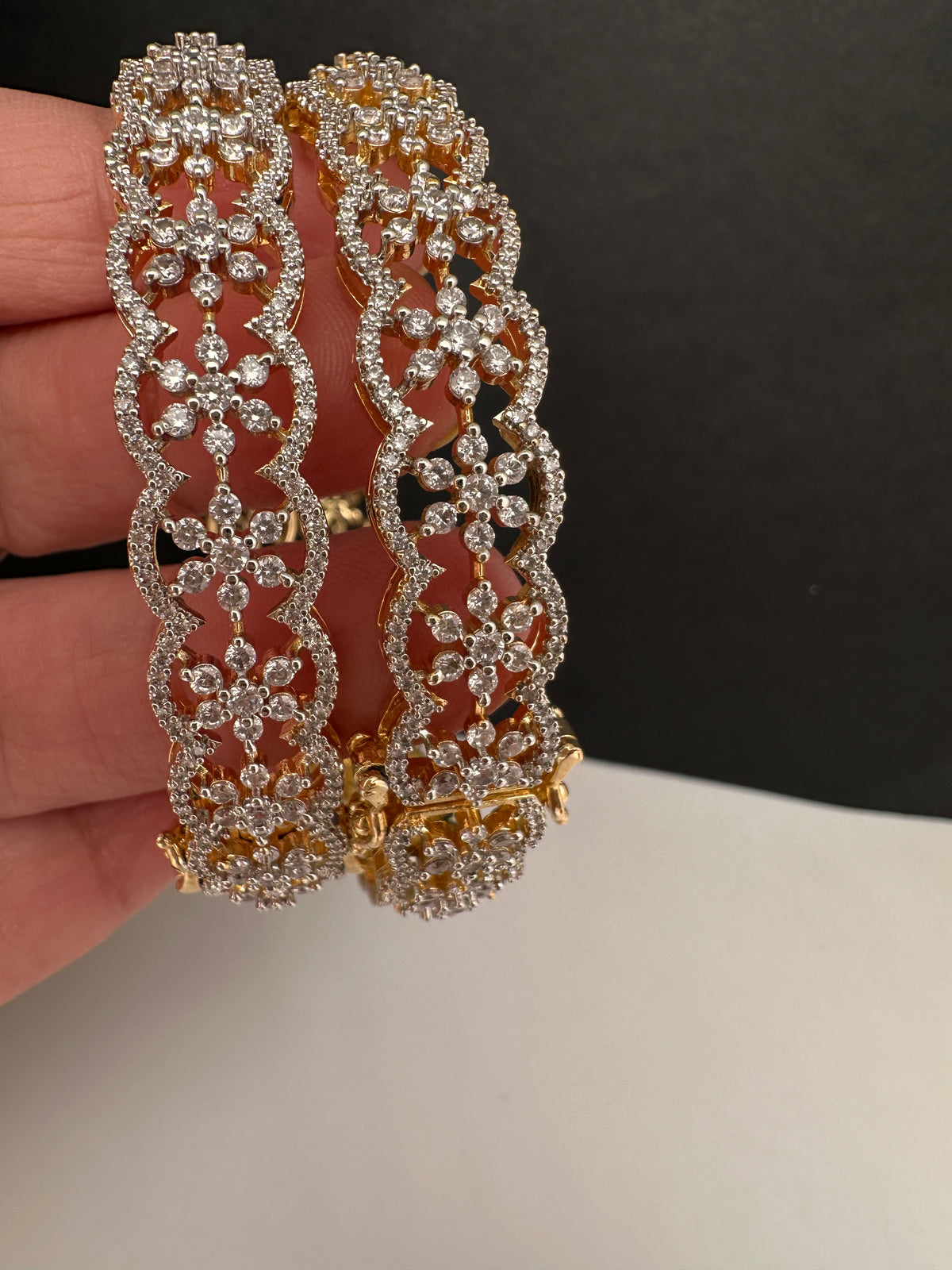 Golden AD floral kada bangles for saree and lehenga outfits