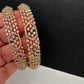 AD stone openable kada bangles in golden finish - pair
