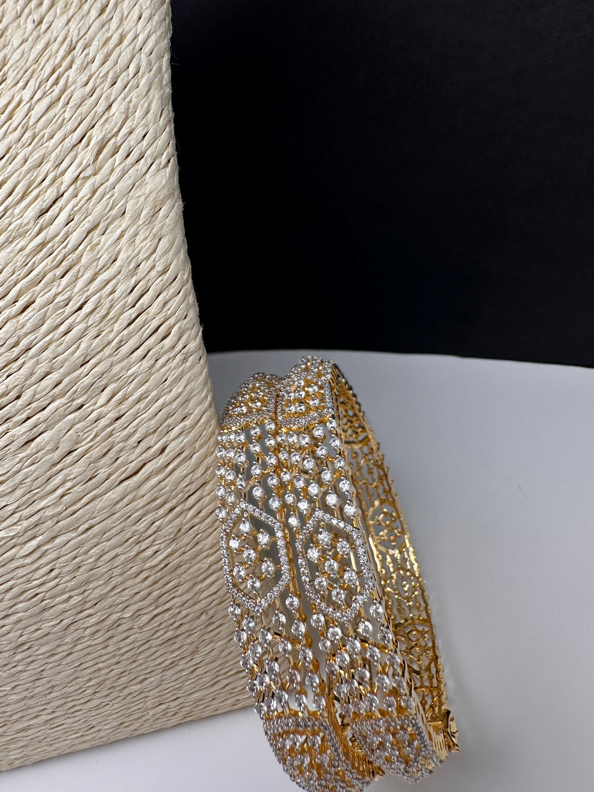 Golden AD kada bangles for Indian festive and occasion wear