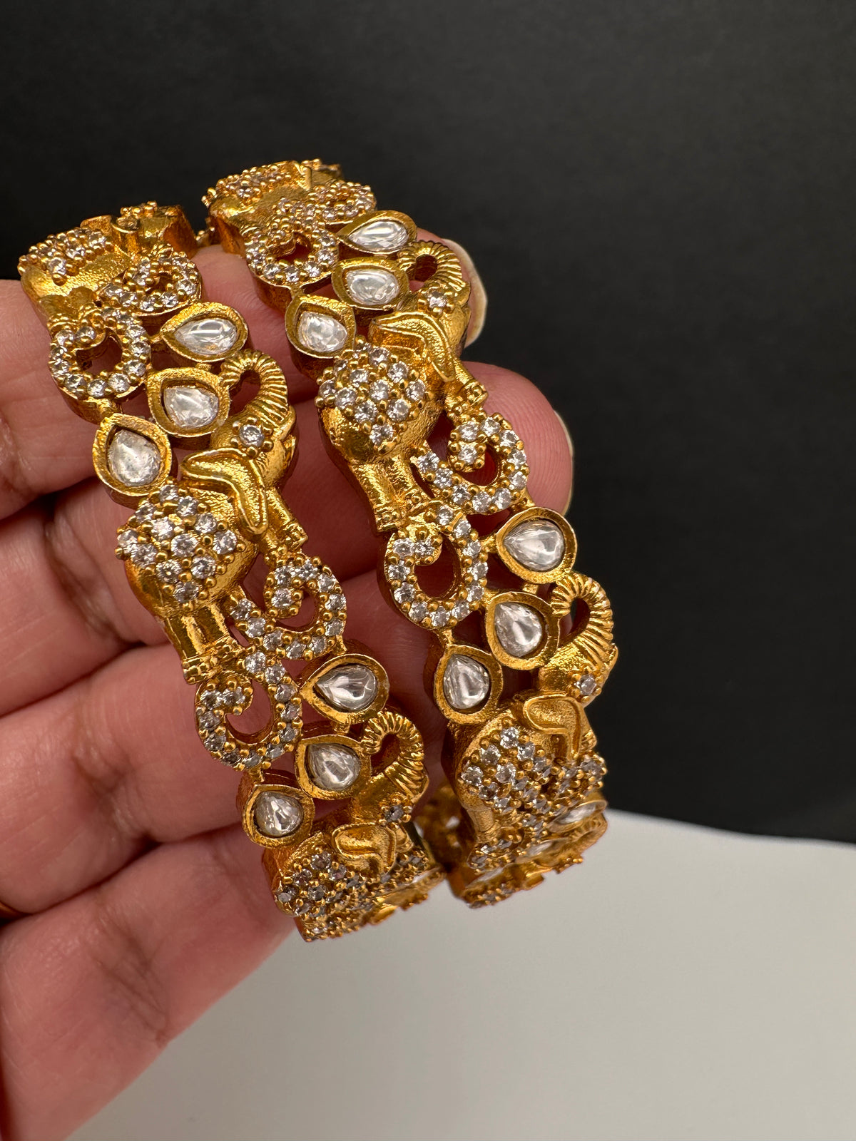 Matte Elephant CZ Bangles - 2.8