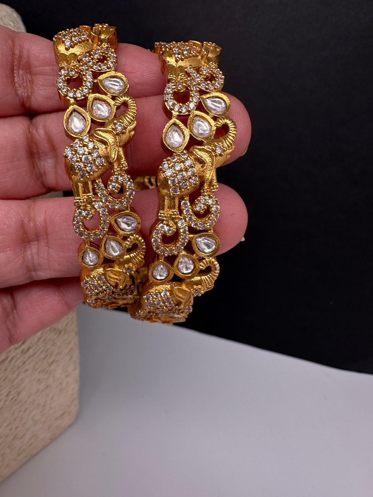 Matte Elephant CZ Bangles - 2.8