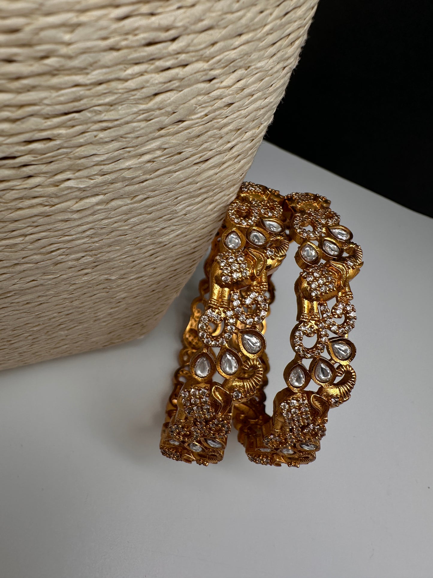 Matte Elephant CZ Bangles - 2.8