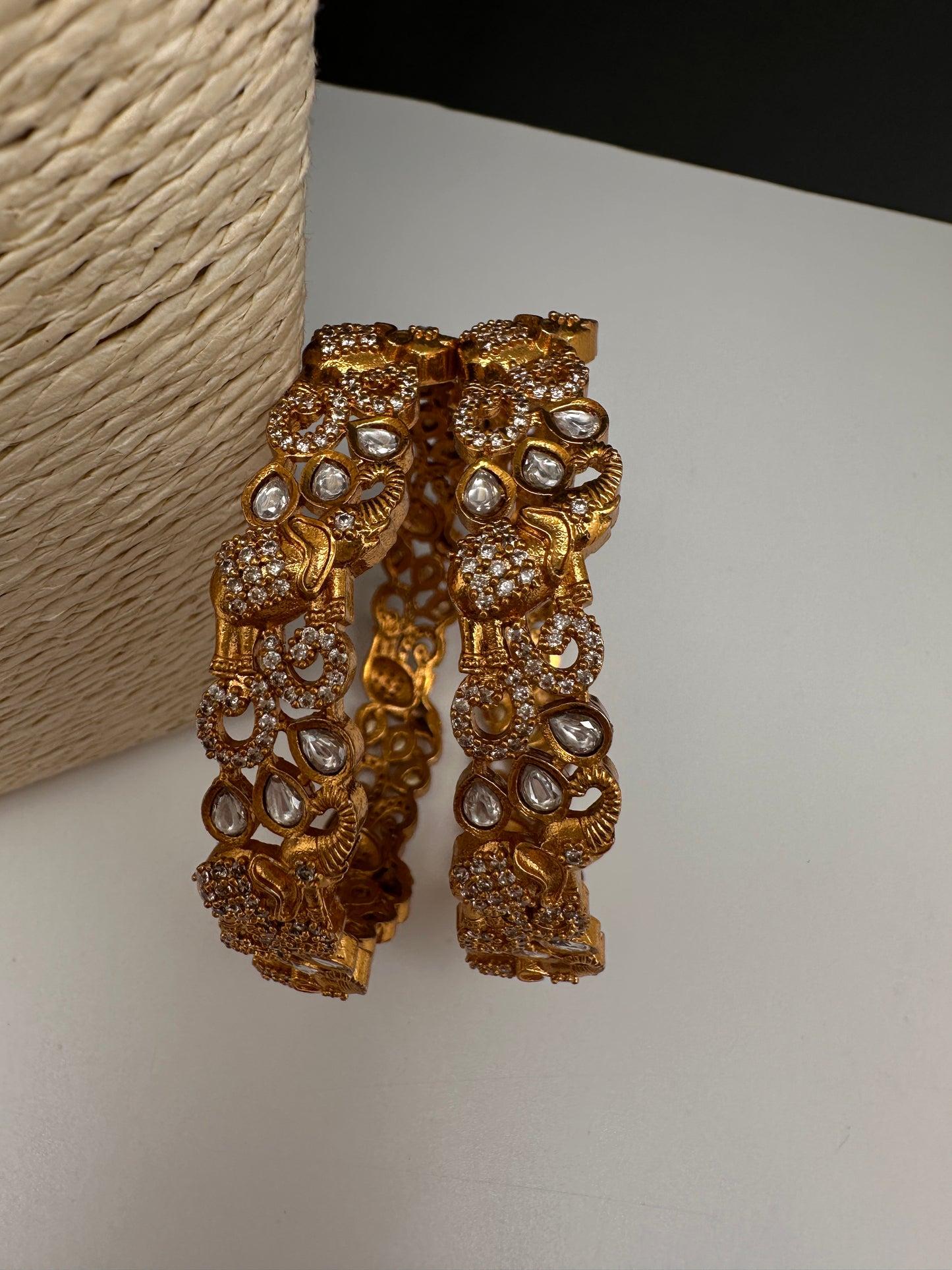 Matte Elephant CZ Bangles - 2.8