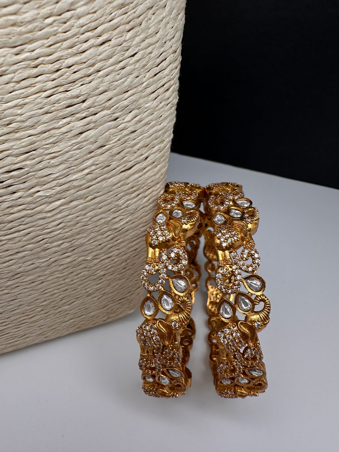 Matte Elephant CZ Bangles - 2.8