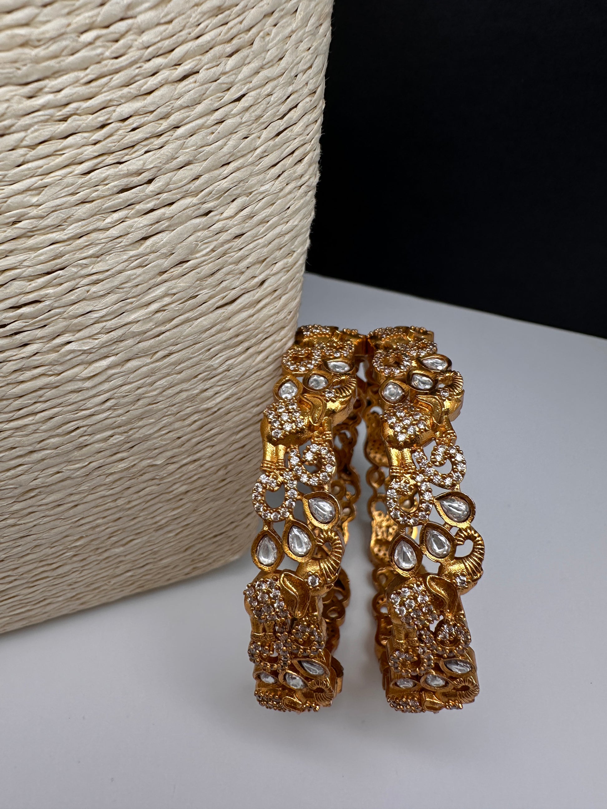 Matte Elephant CZ Bangles - 2.8