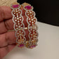 Golden floral AD red stone bangles for Indian weddings