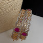 Elegant golden ruby floral AD bangles for wedding outfits