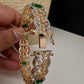 Emerald green AD floral openable bangles - festive jewelry pair