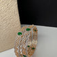 AD green stone floral diamond finish bangles for saree wear