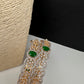 Elegant golden emerald floral AD bangles for wedding outfits