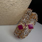 Ruby red stone AD openable bangles pair for Indian wedding wear