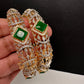 Golden AD green stone openable bangles for Indian weddings