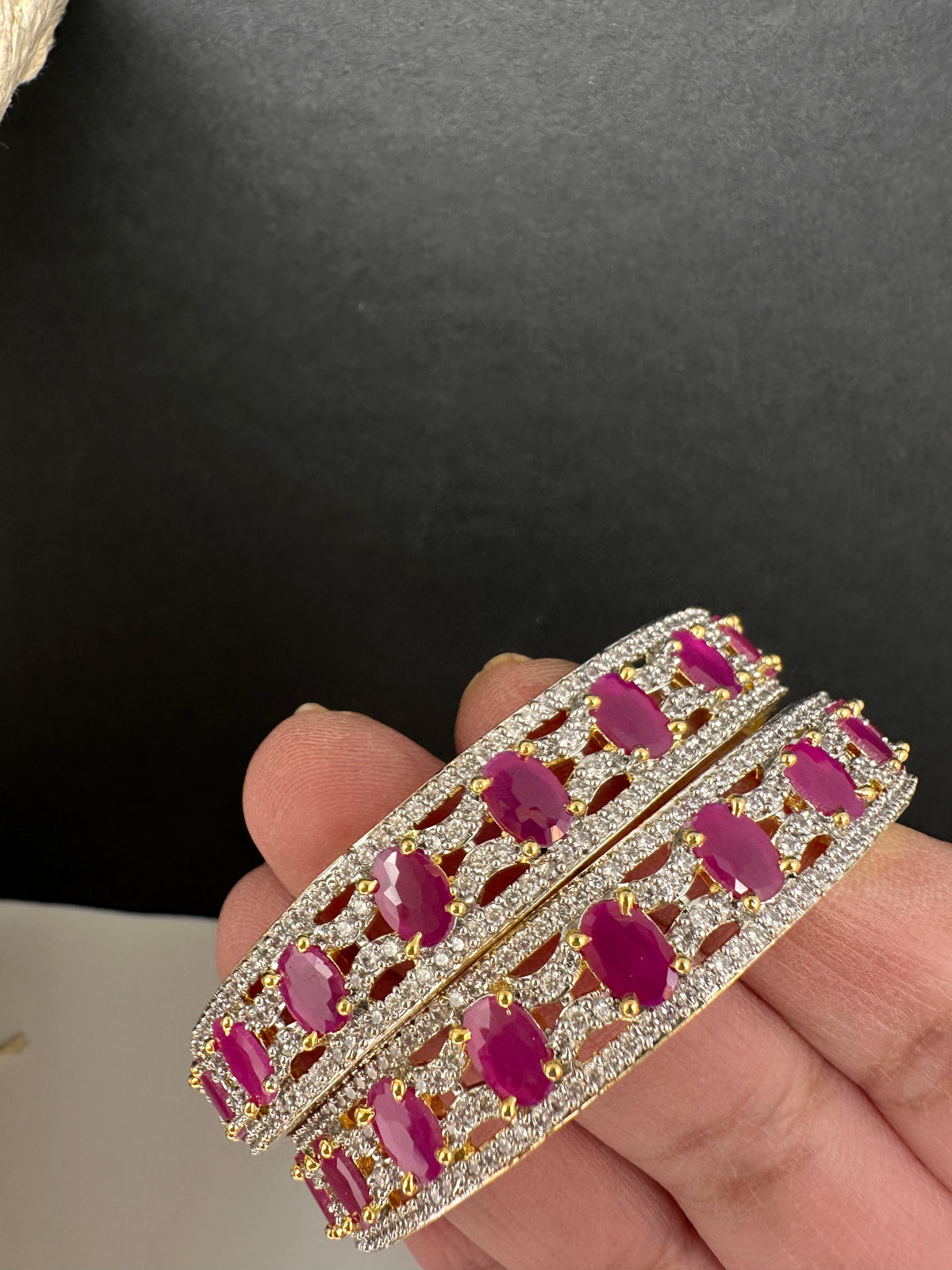 Golden AD ruby bangles for Indian wedding and festive wear