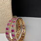AD red stone golden bangles pair - traditional Indian jewelry