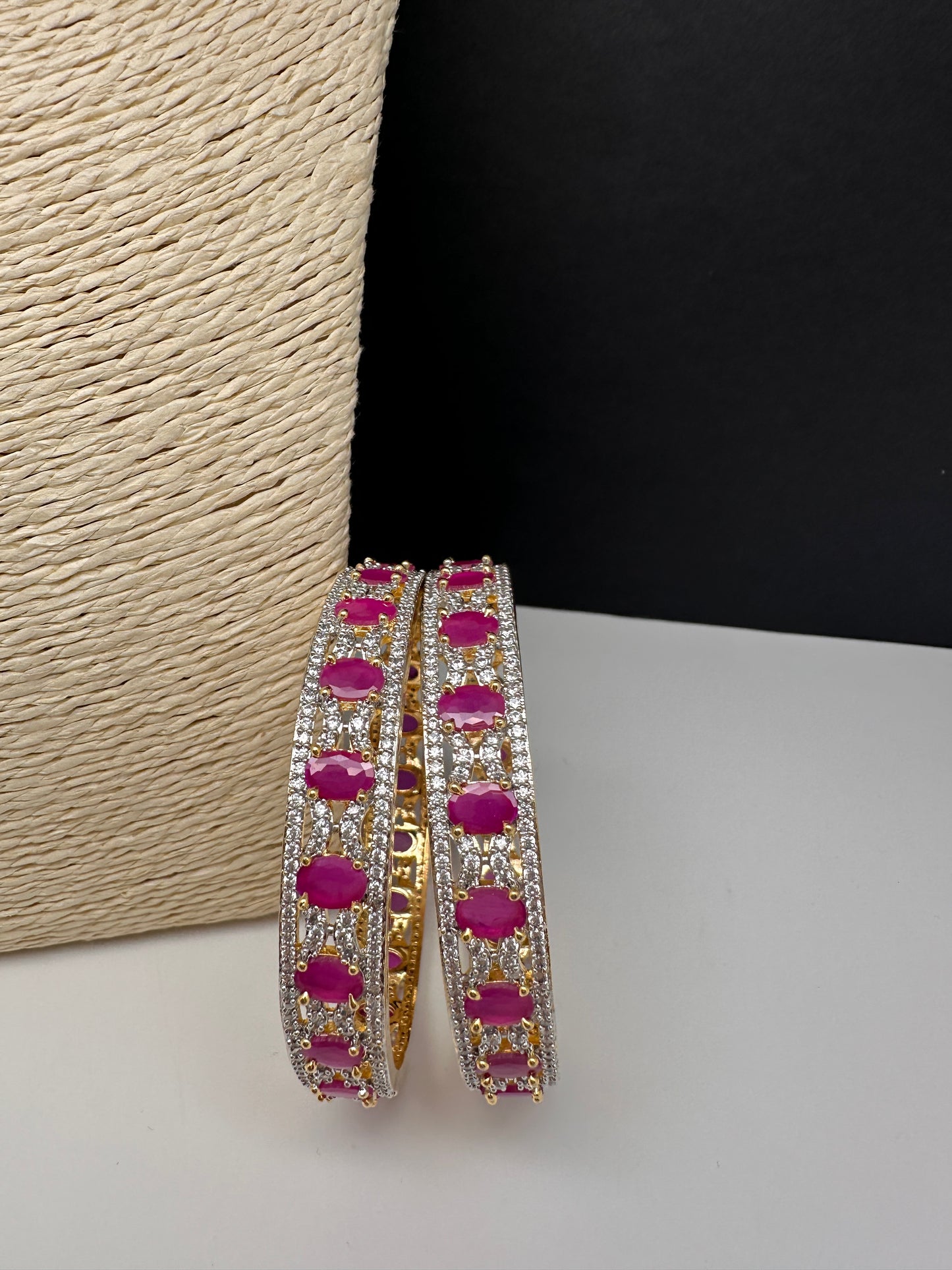 Elegant golden ruby AD bangles for weddings and festivals