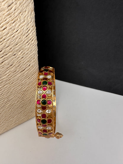 Jadau Kundan Multi Color Openable Single Bangle - 2.6