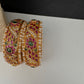 Kempu Floral Gold Finish Bangles - 2.7