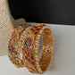 Kempu Floral Gold Finish Bangles - 2.7