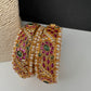 Kempu Floral Gold Finish Bangles - 2.7