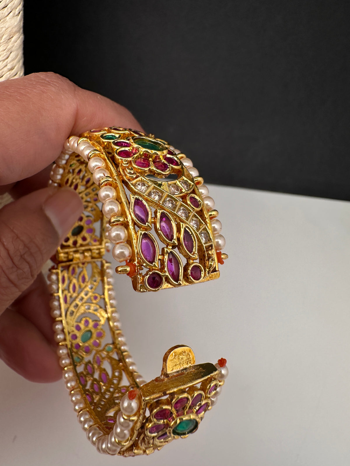 Kempu Floral Gold Finish Bangles - 2.7