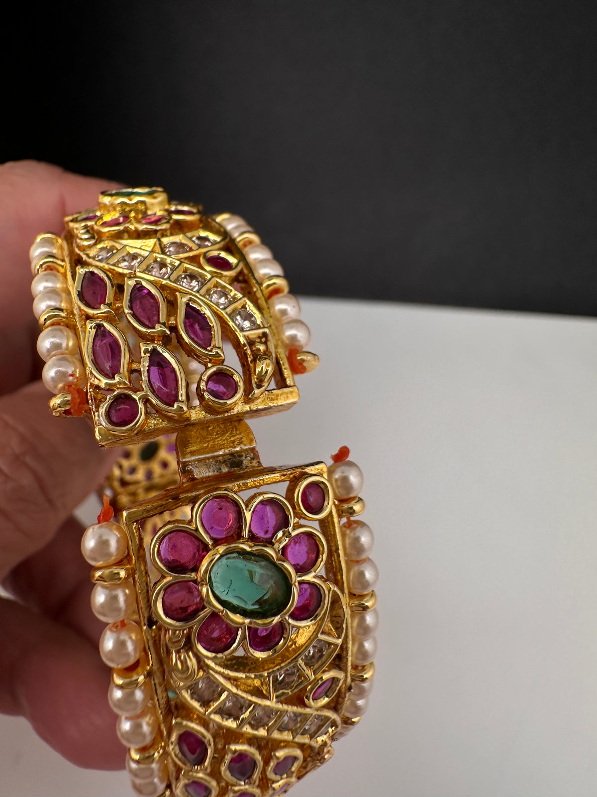 Kempu Floral Gold Finish Bangles - 2.7