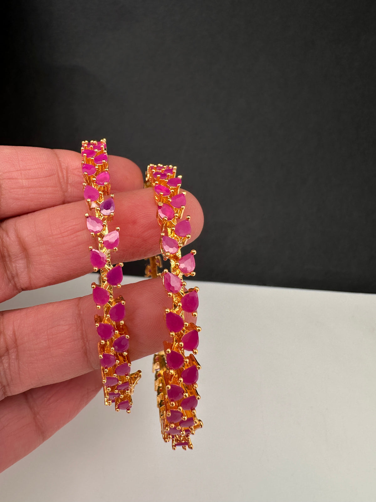 Ruby Red Sleek Openable Bangles - 2.8